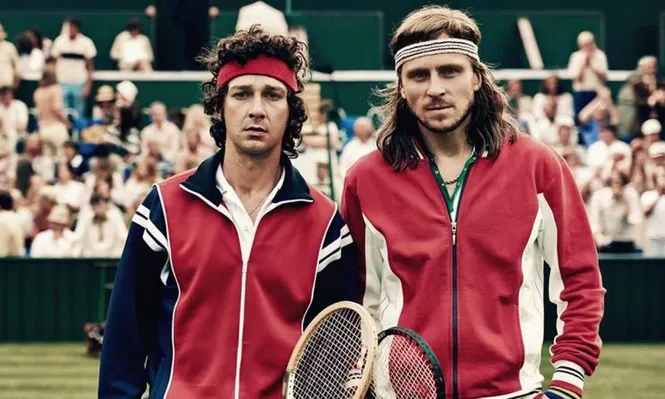 Shia LaBeouf y Sverrir Gudnasos en Borg/McEnroe