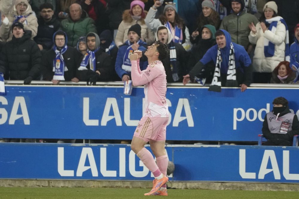 Federico Viñas celebra su gol durante el partido de la jornada 18 de LaLiga&nbsp;
