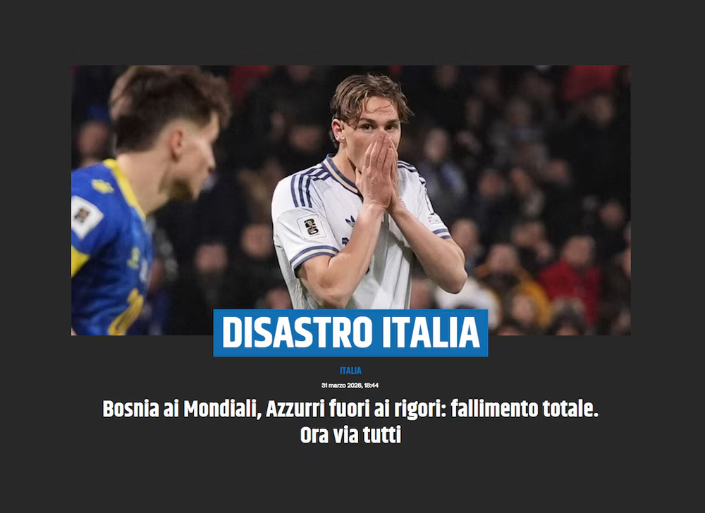 'Desastre Italia': el título de Tuttosport luego de la derrota. 