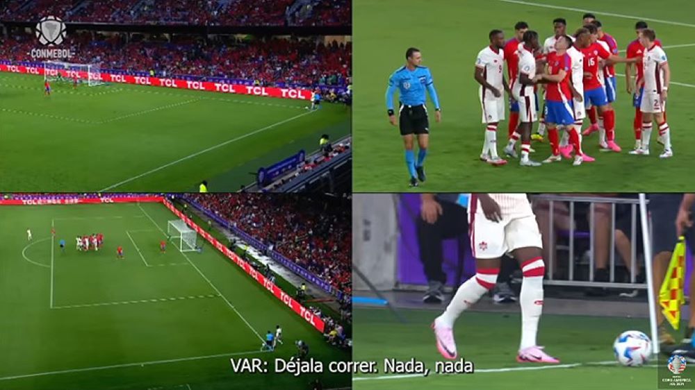 La polémica jugada entre Canadá y Chile en la que intervino el VAR, pero no llamó al árbitro Wilmar Roldán