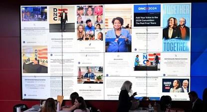 Muro de creadores de contenido en la Convención Nacional Demócrata de 2024.