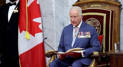 Carlos III durante su discurso en el Parlamento de Canadá.