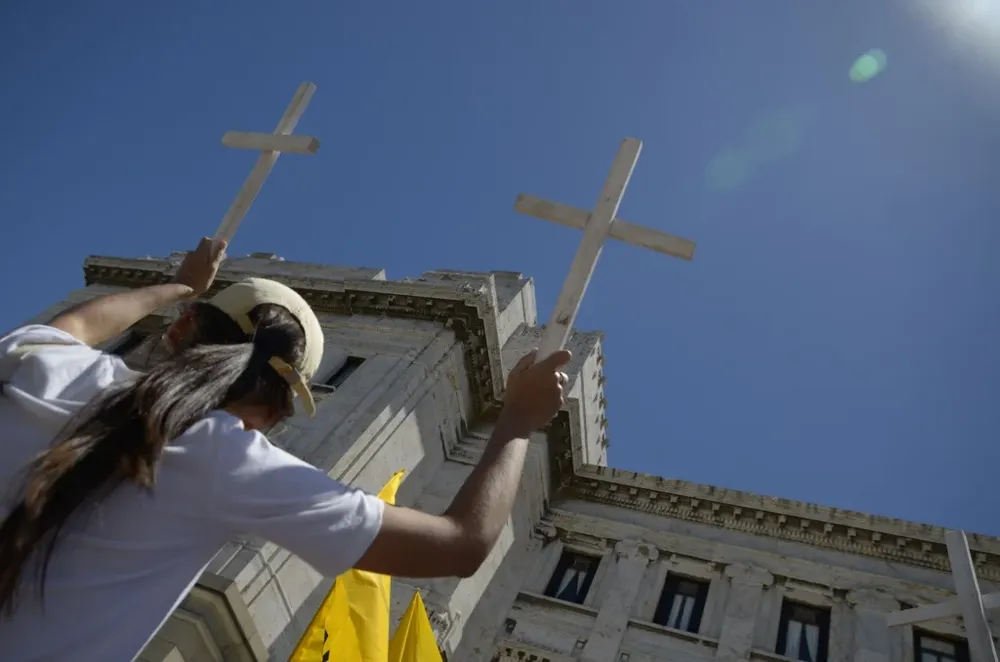 Manifestación anti-aborto cuando se aprobó la ley uruguaya.