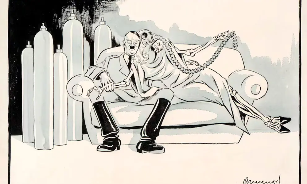 Caricatura de Hitler realizada durante la Segunda Guerra Mundial por Mario Armengol a pedido de Winston Churchill