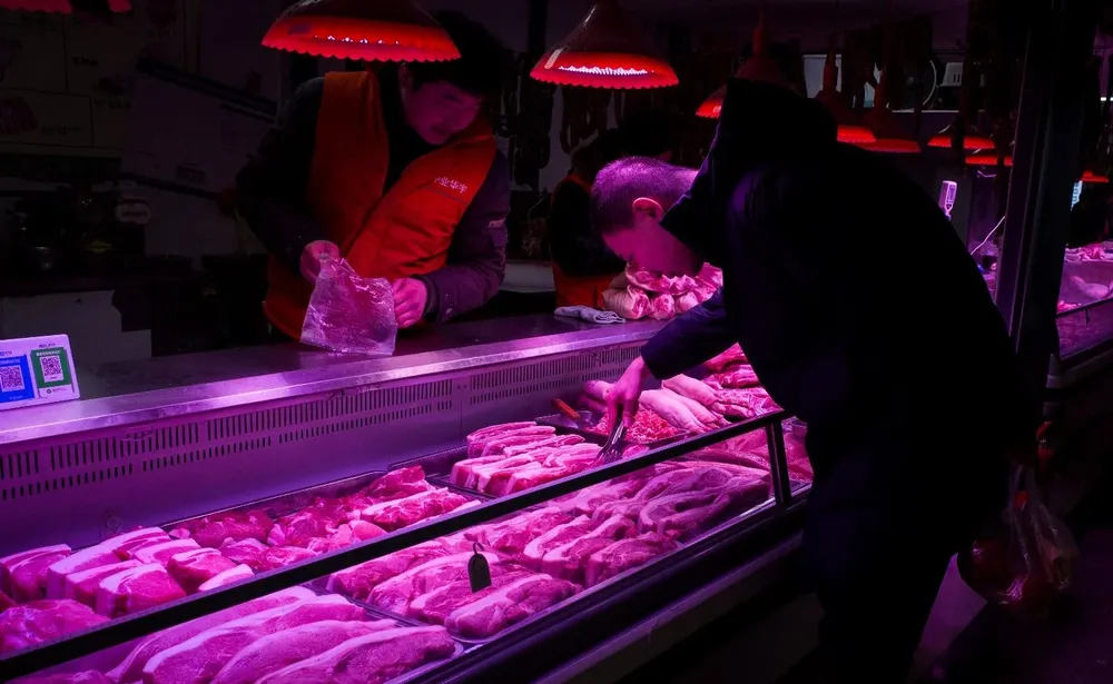 Mercado de carne en Pekín