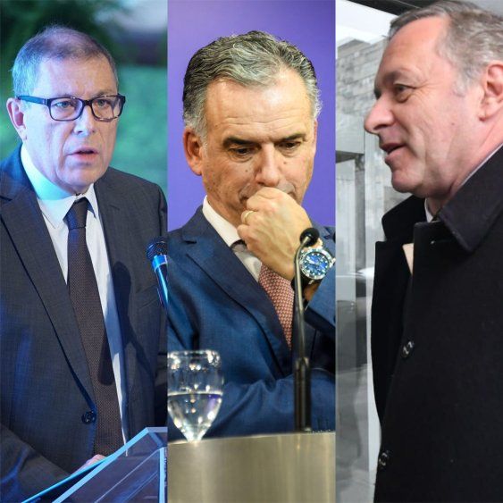 Gabriel Oddone, Yamandú Orsi y Álvaro Delgado