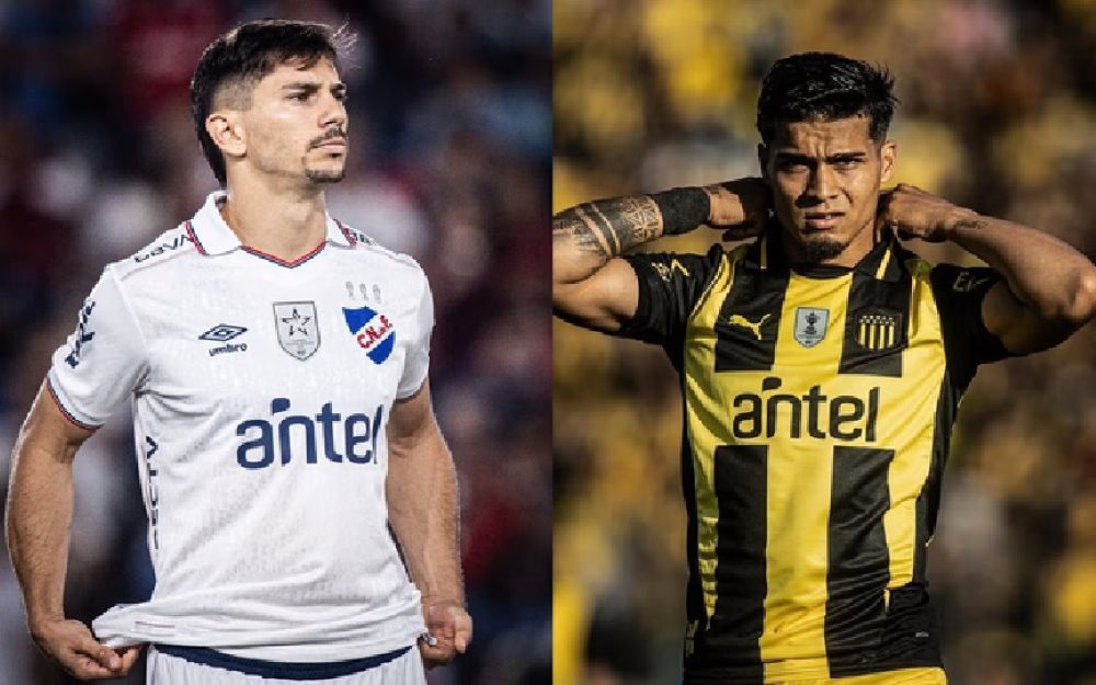 Maximiliano Silvera de Nacional y Matías Arezo de Peñarol