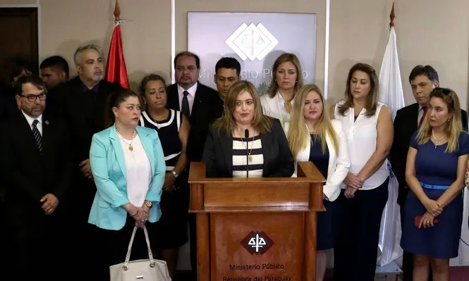 La fiscal general de Paraguay, Sandra Quiñóñez, en conferencia de prensa luego de haber sido amenazada