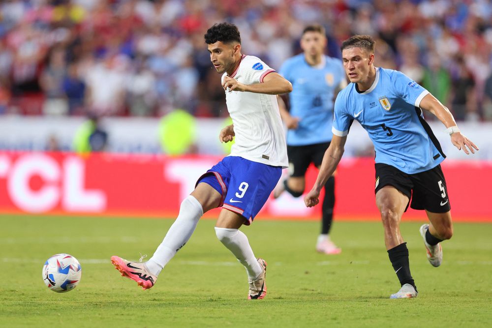 Manuel Ugarte de la selección de Uruguay ante Estados Unidos en la Copa América 2024 Manuel Ugarte de la selección de Uruguay ante Estados Unidos en la Copa América 2024