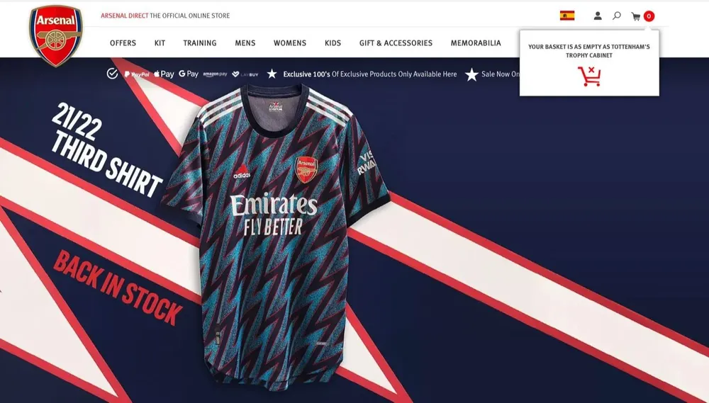 La web de Arsenal le jugó una broma muy dura a su eterno rival, Tottenham Hotspur, donde juega Rodrigo Bentancur