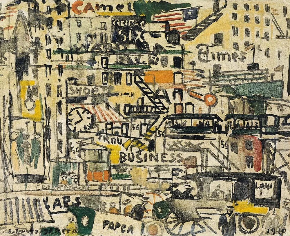 Fragmento de una de las obras de Torres García influido por la Gran Manzana