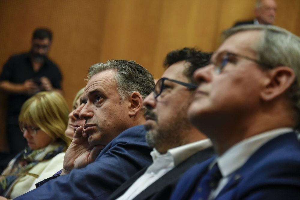 20250728 Yamandu Orsi, Alejrando Sánchez, Jorge Díaz. Interior presenta Encuentros por Seguridad.