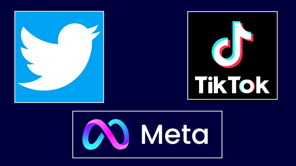 Logos de las redes sociales X, Tik Tok y Meta
