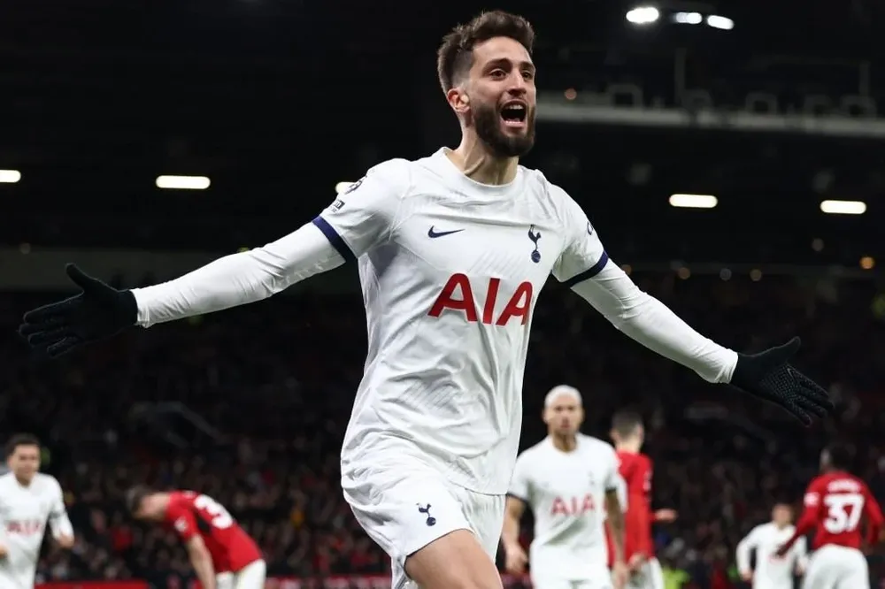 Bentancur celebra su gol contra el Manchester United