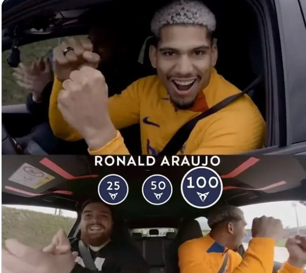 Ronald Araujo festeja junto a Ibaí Llanos el haber ganado el reto ante sus compañeros