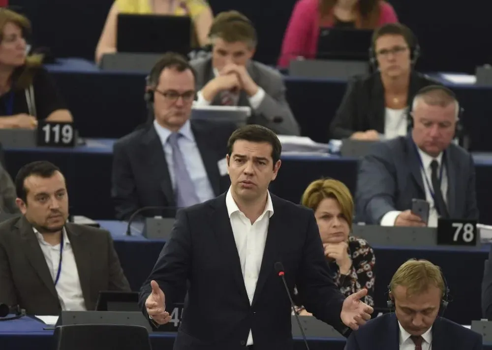 El primer ministro de Grecia, Alexis Tsipras, durante su comparecencia este miércoles en el Parlamento Europeo
