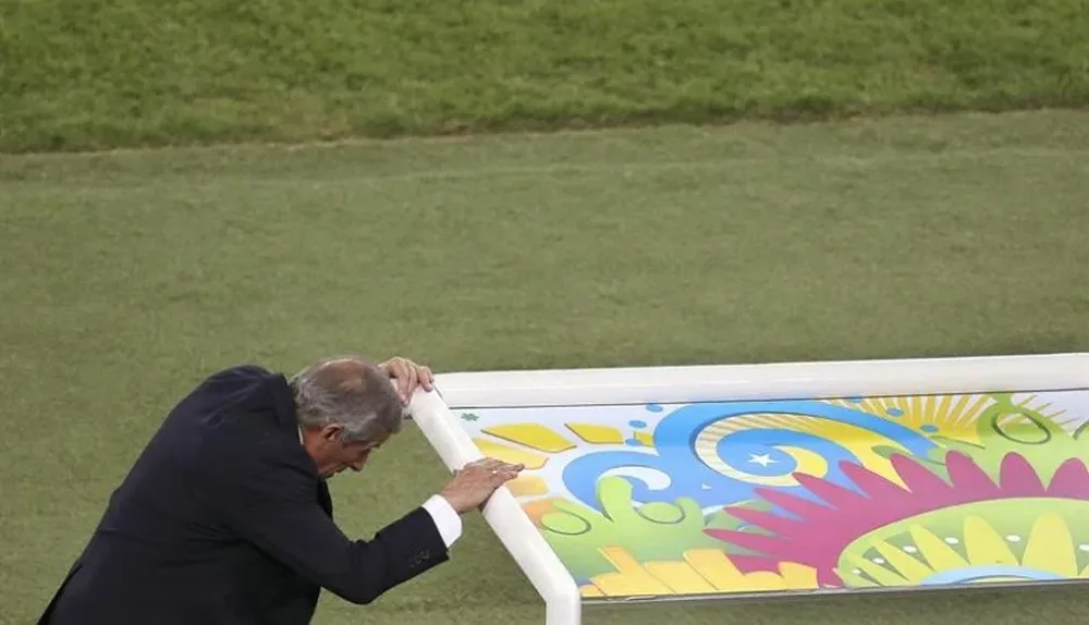 Óscar Tabárez en la derrota de Uruguay ante Colombia