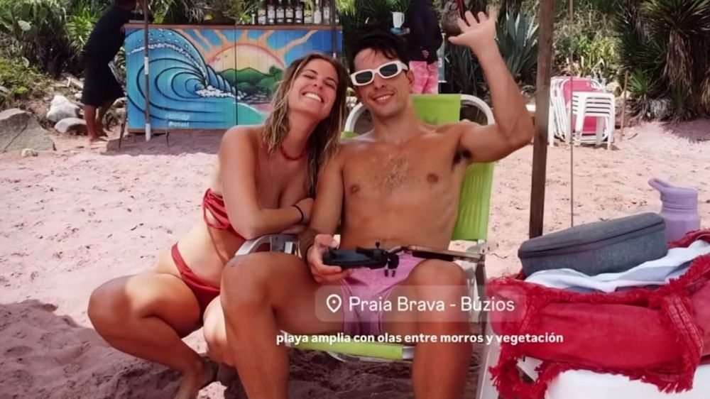 Camila Rajchman y Santiago Urrutia en sus vacaciones en Brasil
