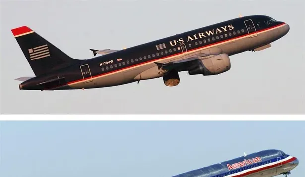 Combo de dos fotografías de archivo que muestra un avión de American Airlines (debajo) y otro de US Airways