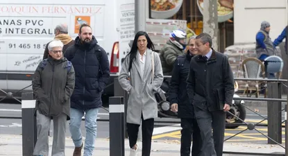 a futbolista Jenni Hermoso (c), a su llegada a declarar en la Audiencia Nacional .
