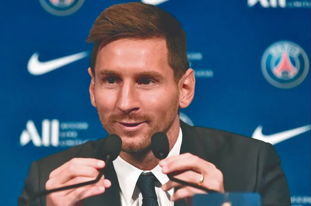 Lionel Messi en su presentación como jugador del PSG