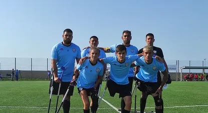 La selección uruguaya de fútbol para amputados en el Sudamericano de Colombia