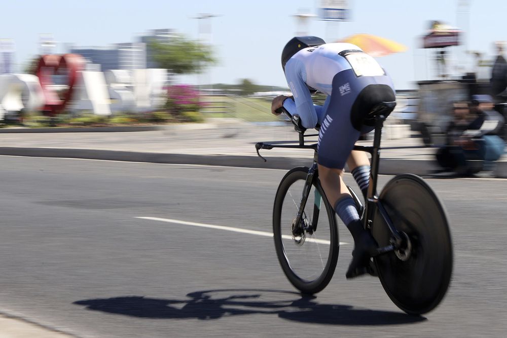 Mateo Kalejman de Argentina en la categoría contrarreloj individual masculina de ciclismo de ruta durante los II Juegos Panamericanos Junior ASU 2025 Mateo Kalejman de Argentina en la categoría contrarreloj individual masculina de ciclismo de ruta durante los II Juegos Panamericanos Junior ASU 2025