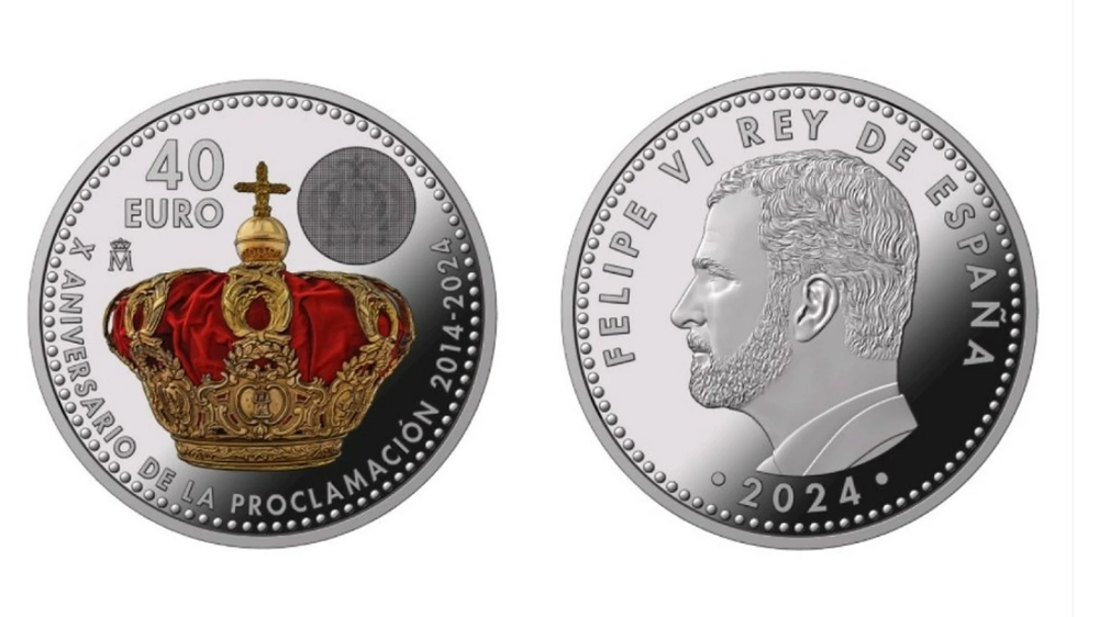 Moneda que conmemora los 10 años de reinado de Felipe VI