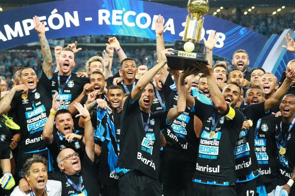 El festejo de los jugadores de Gremio