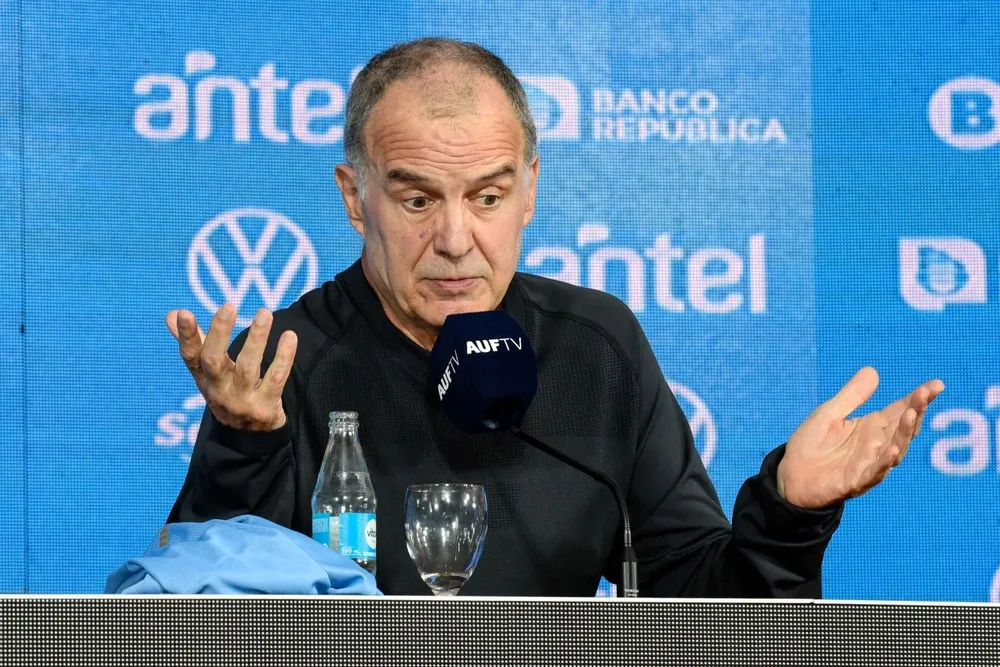 Marcelo Bielsa en la presentación de este miércoles como entrenador de Uruguay