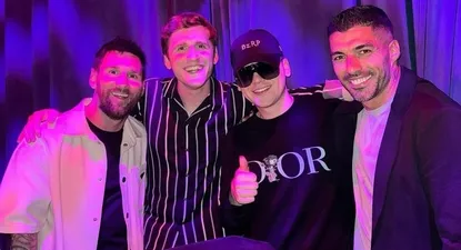 Luis Suárez junto a LIonel Messi estuvieron con Bizarrap