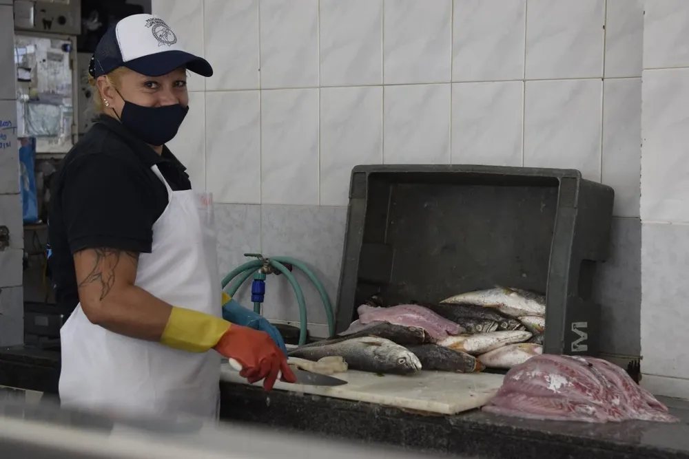 La pesca artesanal del día, que este jueves es pescadilla, corvina y cazón.