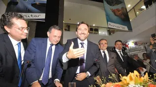 Ferrés, Delgado, Cardoso, Monzeglio y Curbelo durante la asunción en el Ministerio de Turismo