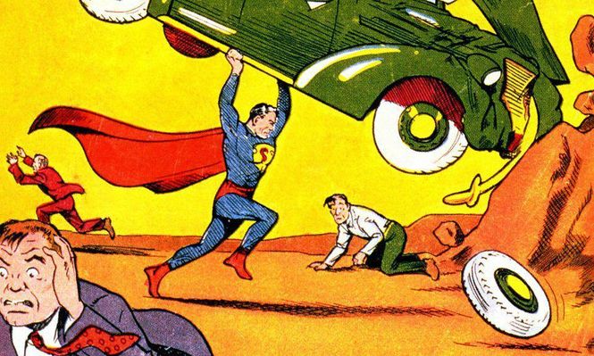 La primera portada de cómic de Superman en 1938.