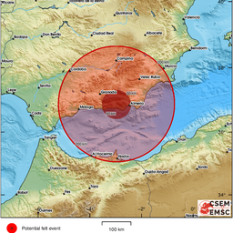 El epicentro del terremoto en el Mar Mediterráneo.