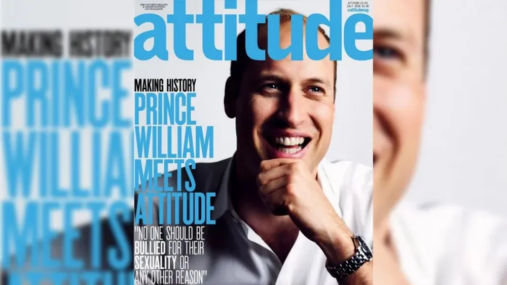 Haciendo historia: el Principe Guillermo se reune con Attitude dice la portada de la revista.