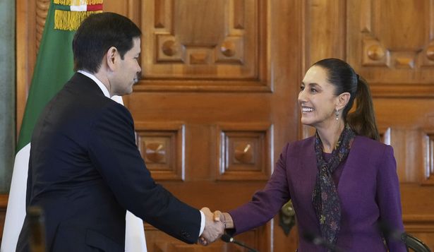 El secretario de Estado de EEUU, Marco Rubio, se reúne con la presidenta de México, Claudia Sheinbaum, en el Palacio Nacional de la Ciudad de México.&nbsp;