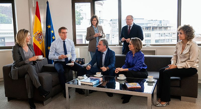 Alberto Núñez Feijóo reunido con la cúpula del PP.