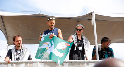 Ada Colau a bordo de la flotilla rumbo a Gaza &nbsp;