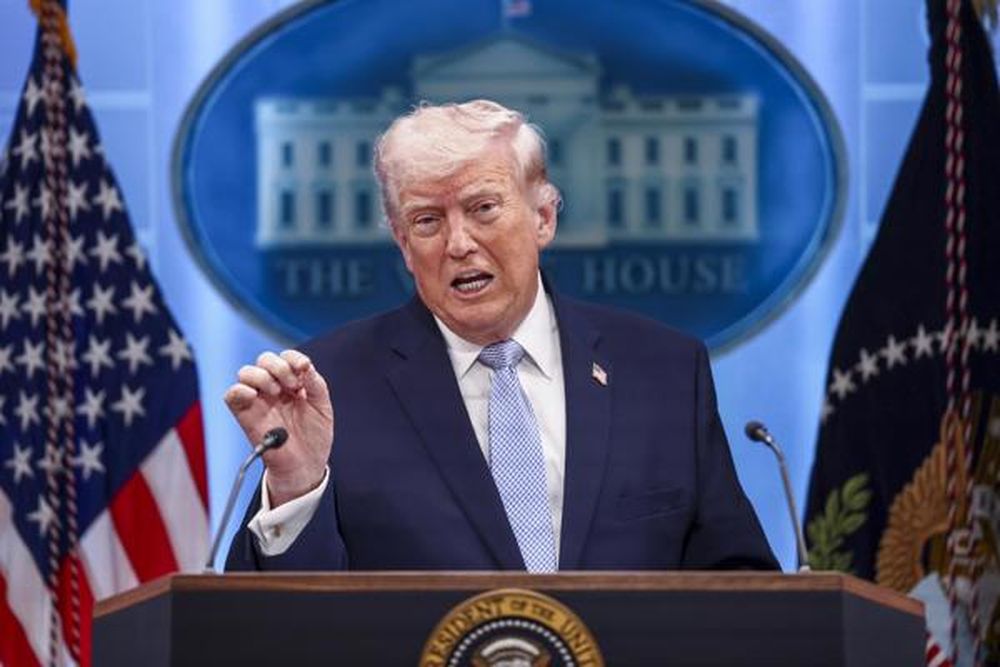 Donald Trump en la conferencia de prensa de este lunes