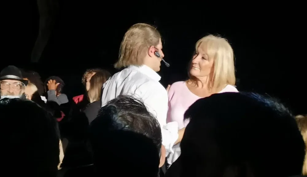 Rusito González y Carolina Cosse en la platea del Teatro de Verano.