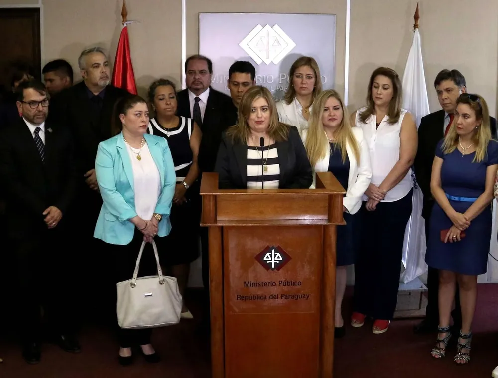 La fiscal general de Paraguay, Sandra Quiñóñez, en conferencia de prensa luego de haber sido amenazada