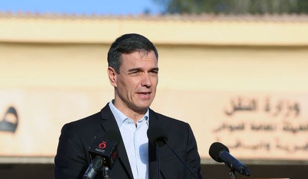 Pedro Sánchez, el 24 de noviembre de 2023, en el paso fronterizo de Rafah. EFE