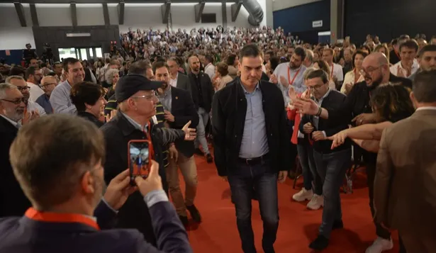 Pedro Sánchez a su llegada al Congreso Regional del PSOE de Extremadura en Mérida