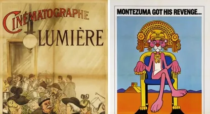 Los carteles de las películas de los Hermanos Lumiére (1896) y de la Pantera Rosa (1978)