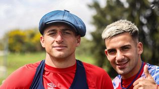 Gastón González y Mateo Antoni en la práctica de Nacional