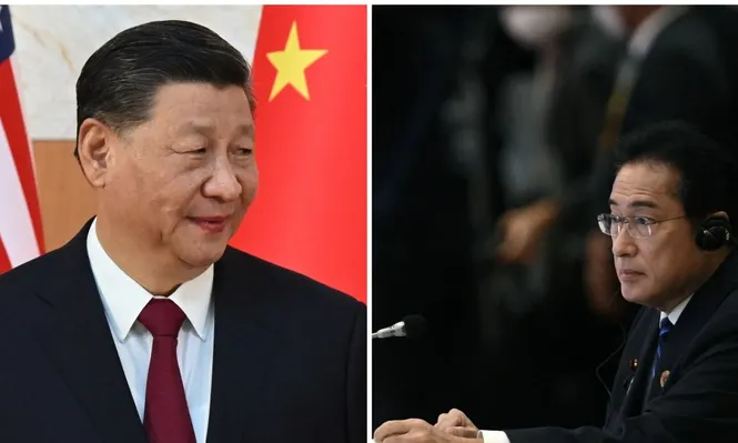 El presidente chino Xi Jinping y el primer ministro japonés Fumio Kishida