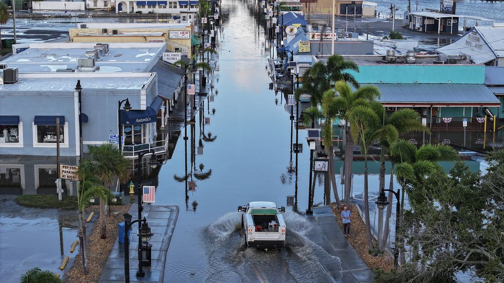 Inundaciones en Tarpon Springs, Florida, por el paso del huracán Helene