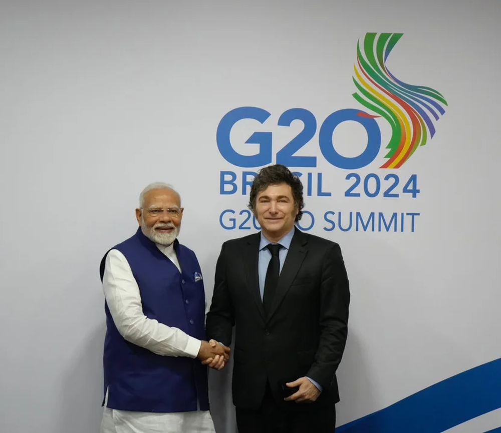 Javier Milei se reunió con el Primer Ministro de la India, Narendra Modi, en el marco de la Cumbre del G20.&nbsp;