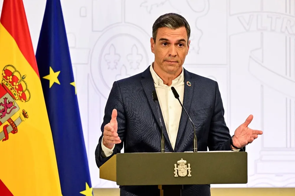 El presidente de España, Pedro Sanchez, en el Palacio La Moncloa